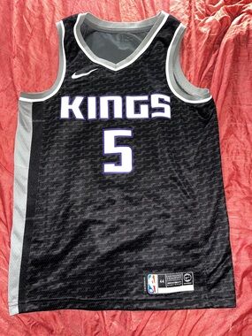 Nike Black Sacramento Kings #5 Basketball Jersey with Purple Trim